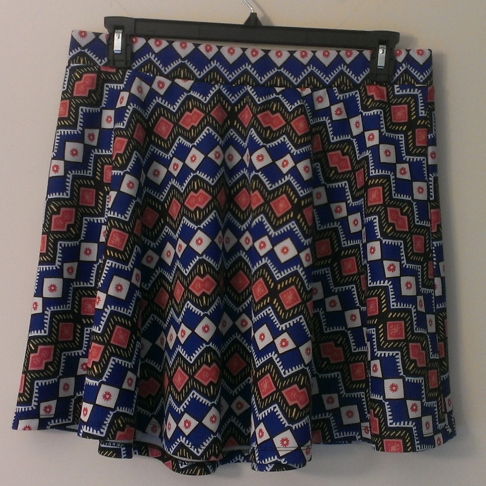 XHILARATION SKIRT XL BLUE SKATER FLAIR STRETCHY